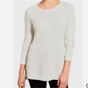 Athleta Basket Weave Merino Wool Blend Tunic Sweater Womens Size XS Cream